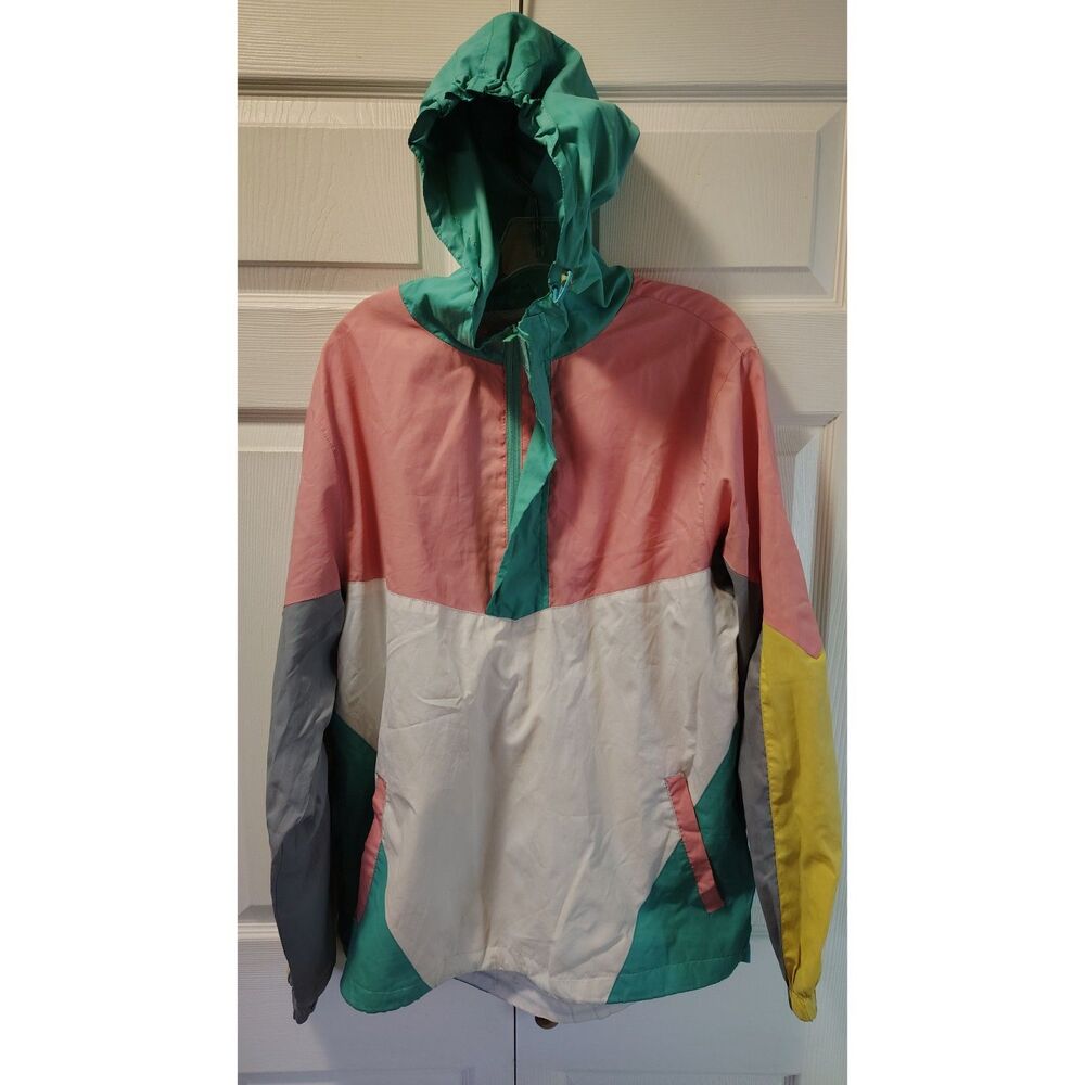 Screenshot Clothing Retro Pastel Colorblock Half-Zip Windbreaker Jacket Large